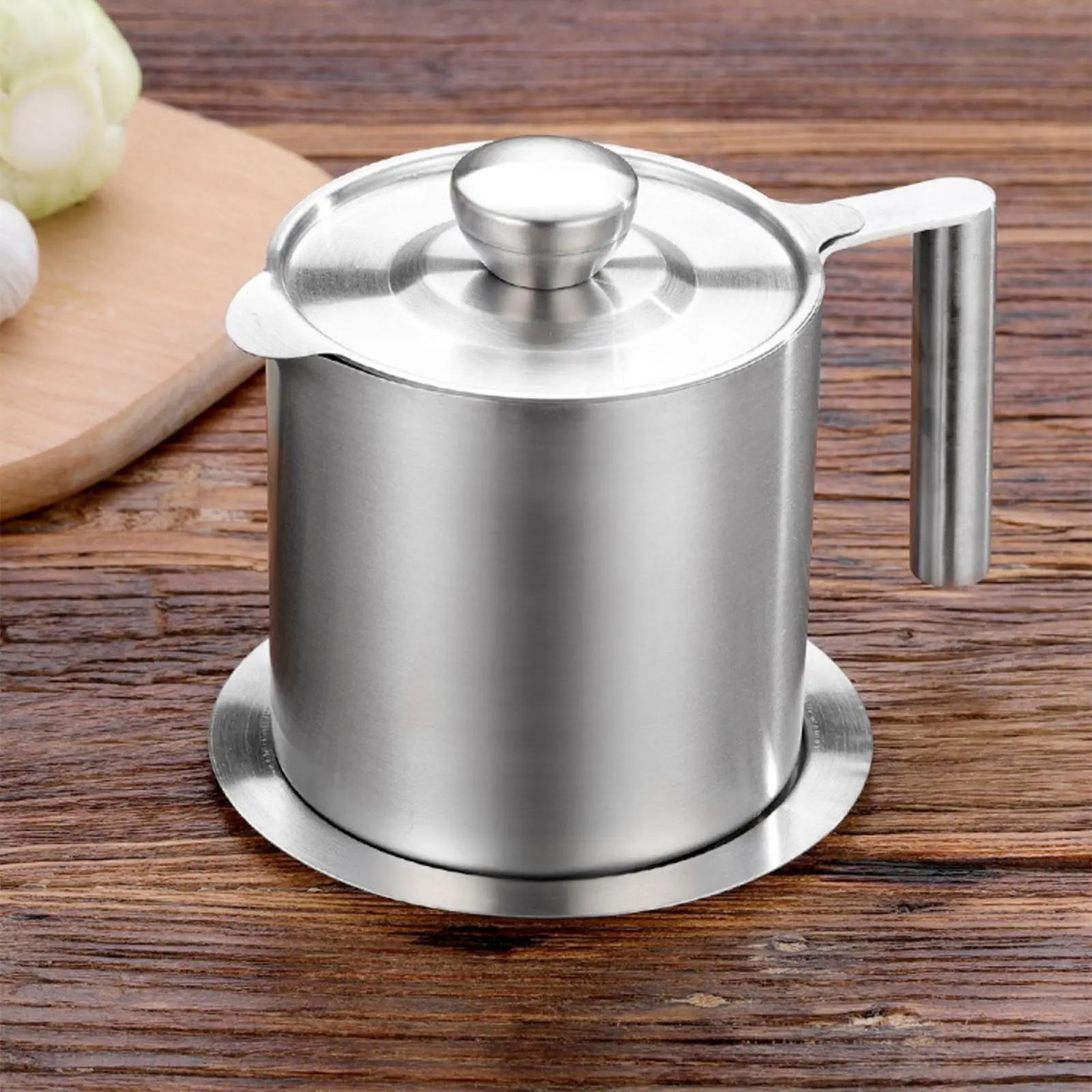 

1.6L Stainless Steel Oil Filter Pot Dustproof Lard Strainer Separator Tank Container Kitchen Leakproof Grease Can Cooking Tools