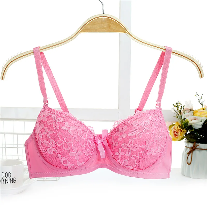 Summer Women Lace Push Up Bra Fashion Sexy Bow Bralette Female Underwear Lingerie Adjustable Straps Gathered Brassiere Thin Cup