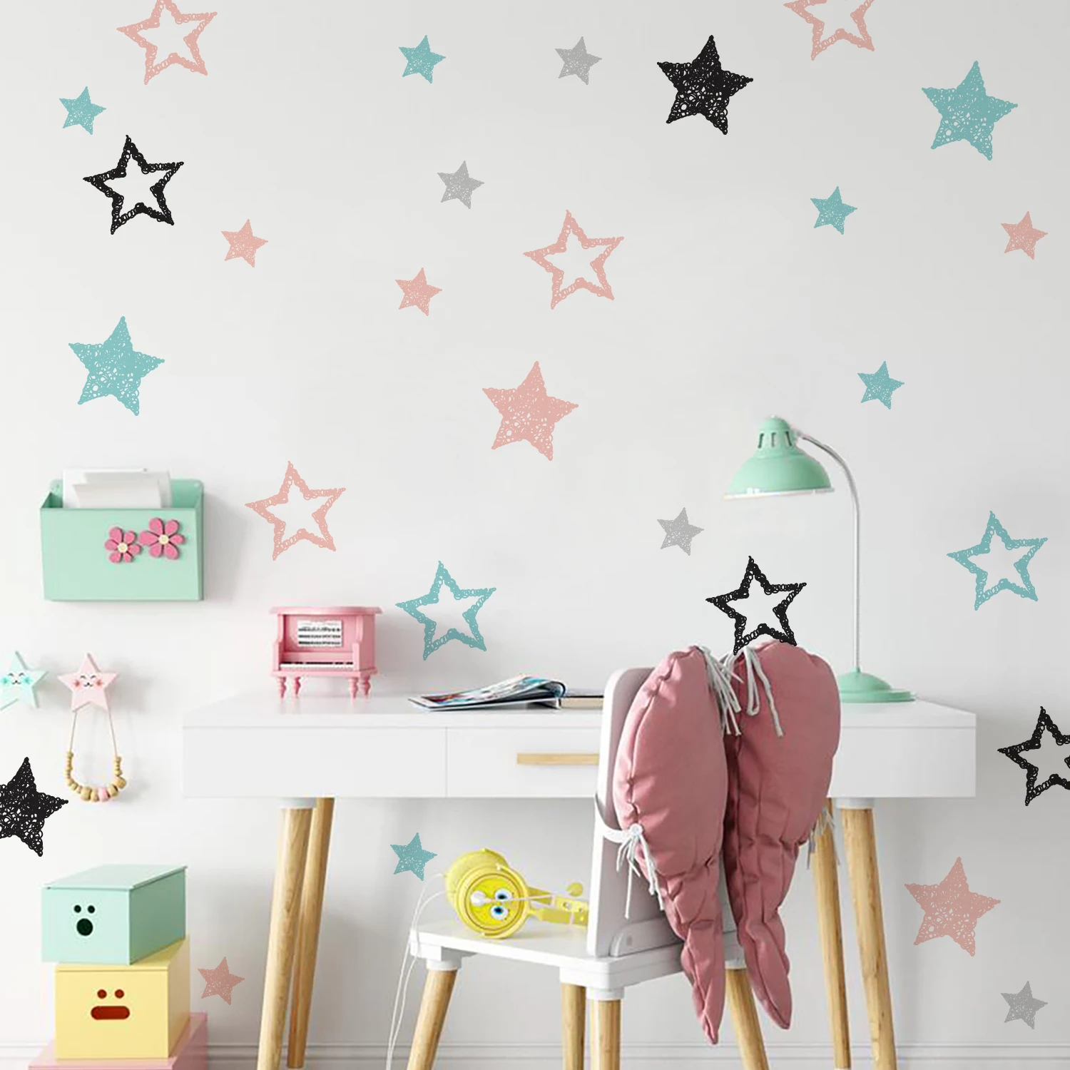 

Cartoon Colorful Stars Wall Sticker Nursery Vinyl Children's Wall Art Decals for Baby Kids Room Home Decoration Interior Murals