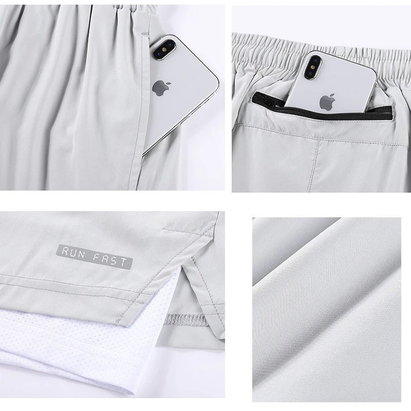 Fitness Running Sports With zipper Shorts Men's Quick-drying Summer Thin Loose Running Basketball Gym Training Casual Pants