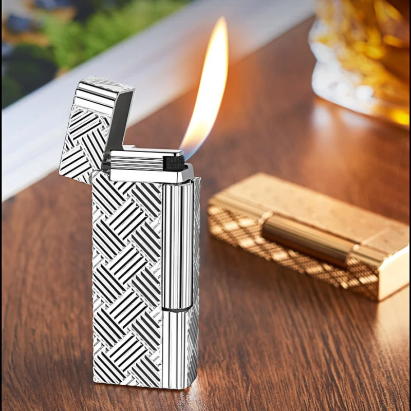 DERUI цинковый сплав черная смола бутановая газовая зажигалка боковой шкив