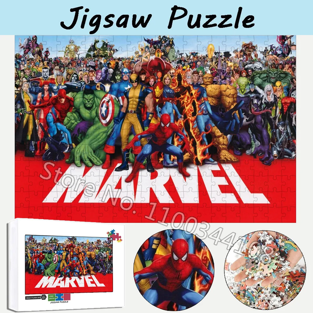 

Marvel Movie 300/500/1000 Pieces Puzzles The Avengers Jigsaw Puzzle Captain America Spiderman Iron Man Picture for Handmade Gift