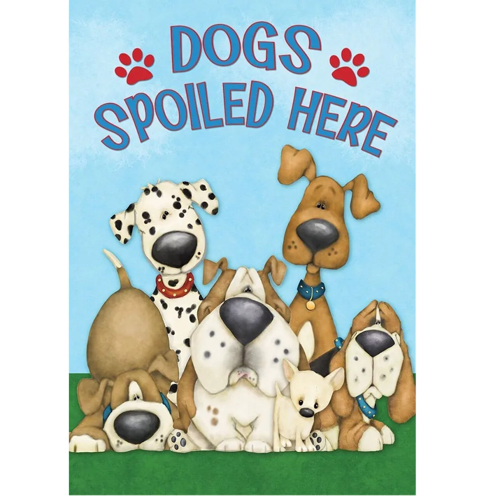

Dogs Here Garden Flag Humor Puppies Garden Decoration 12.5 X 18inch