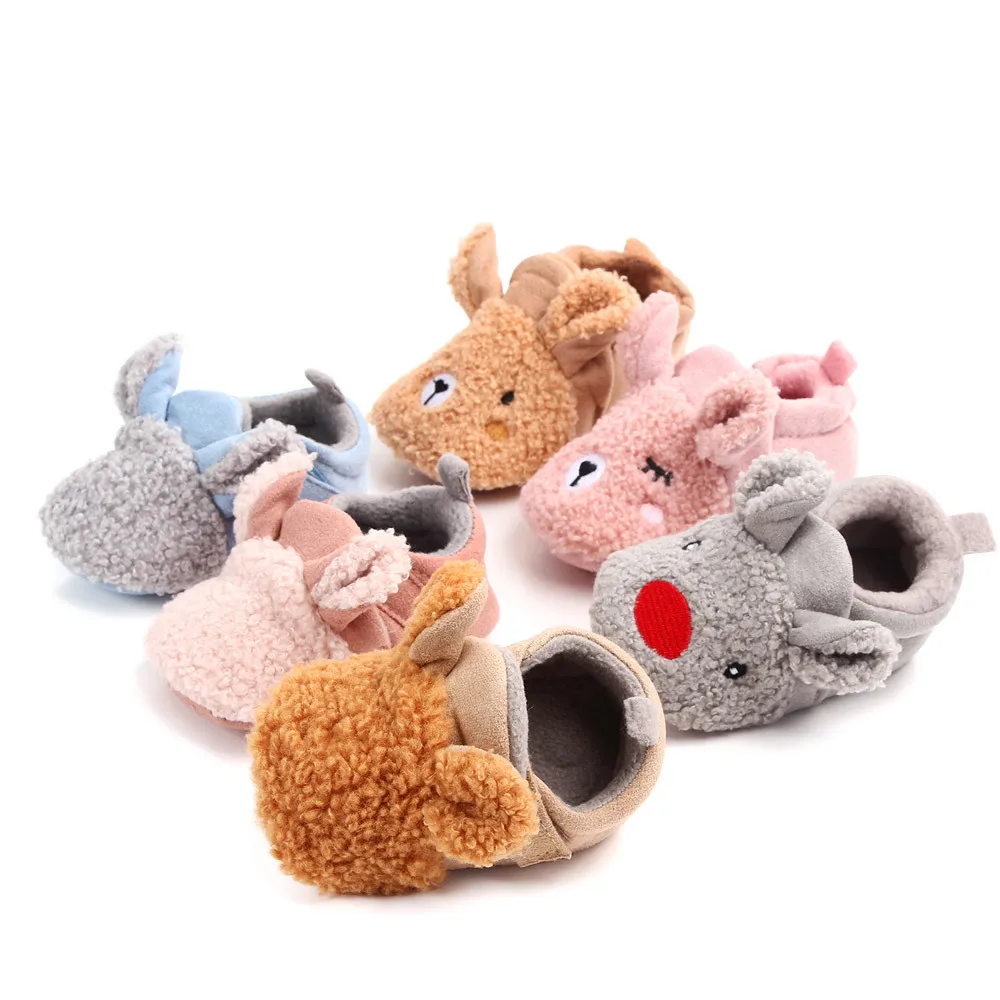 

KIDSUN Winter Warm Socks Baby Shoes Boys Girls Indoor Soft Sole Slippers Animal Ear Socks First Walker Shoes Newborn