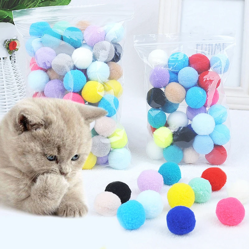 

10/20/30 PCS Colorful Plush Ball Cat Toys Molar Bite Resistant Bouncy Ball Interactive Funny Cat Balls Chew Toy Pets Supplies