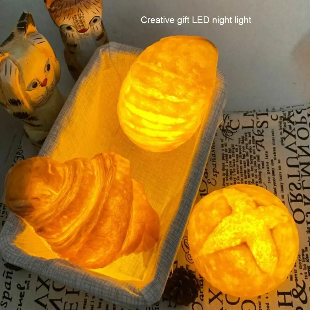 

Unique LED Simulation Bread Light Funny Night Lights Bedside Lamps Atmospheres Battery Lamp for Home Gift Type