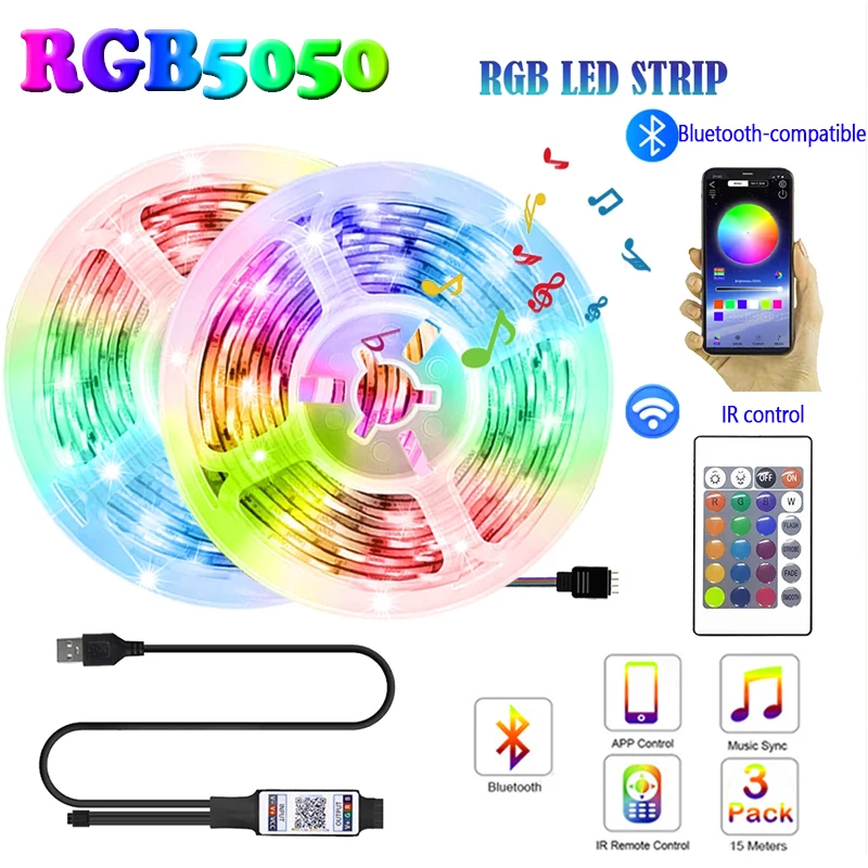 

Светодиодная ленсветильник с дистанционным управлением, 5050 DC USB