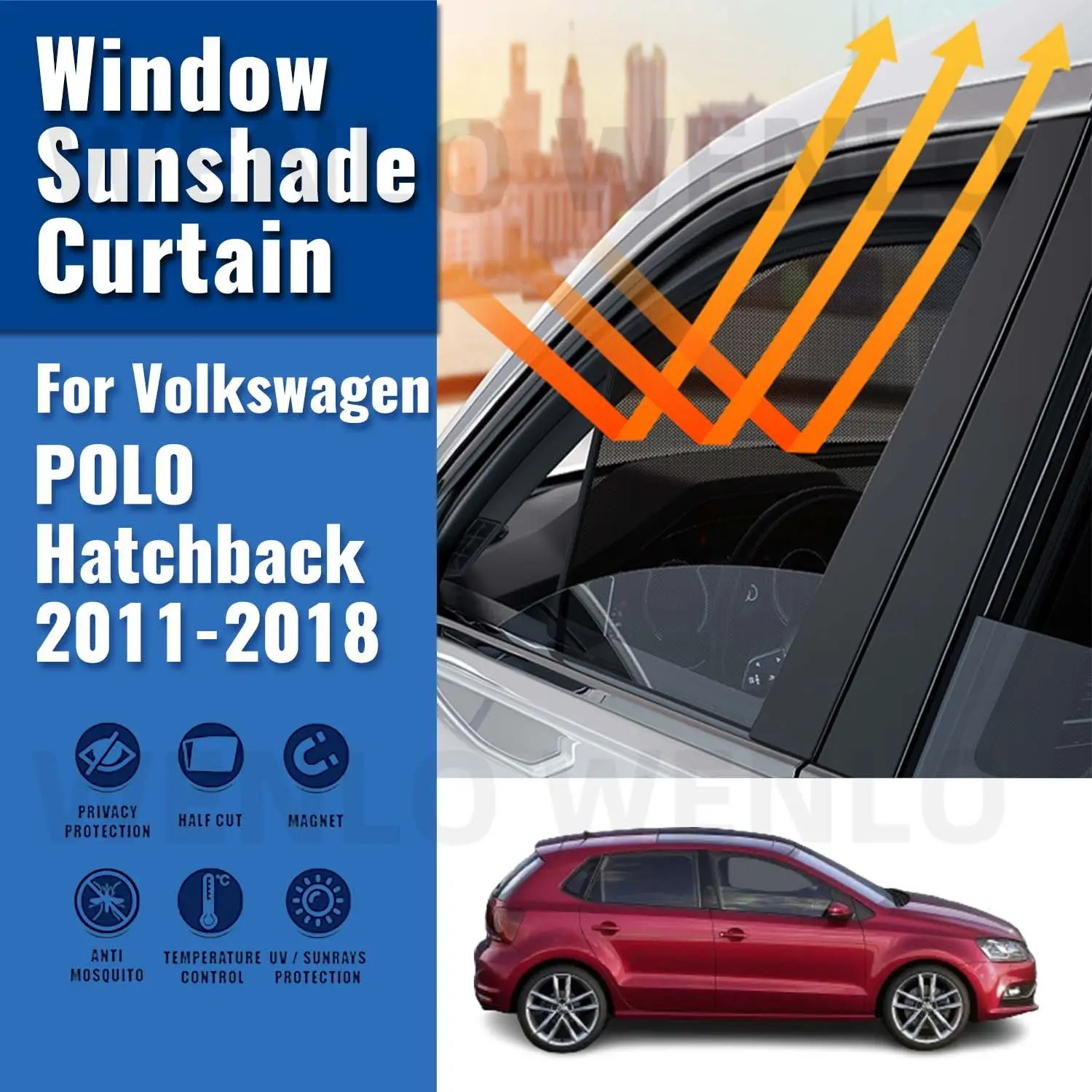 Магнитный автомобильный солнцезащитный козырек для VW POLO Hatchback 2011-2018 передняя и