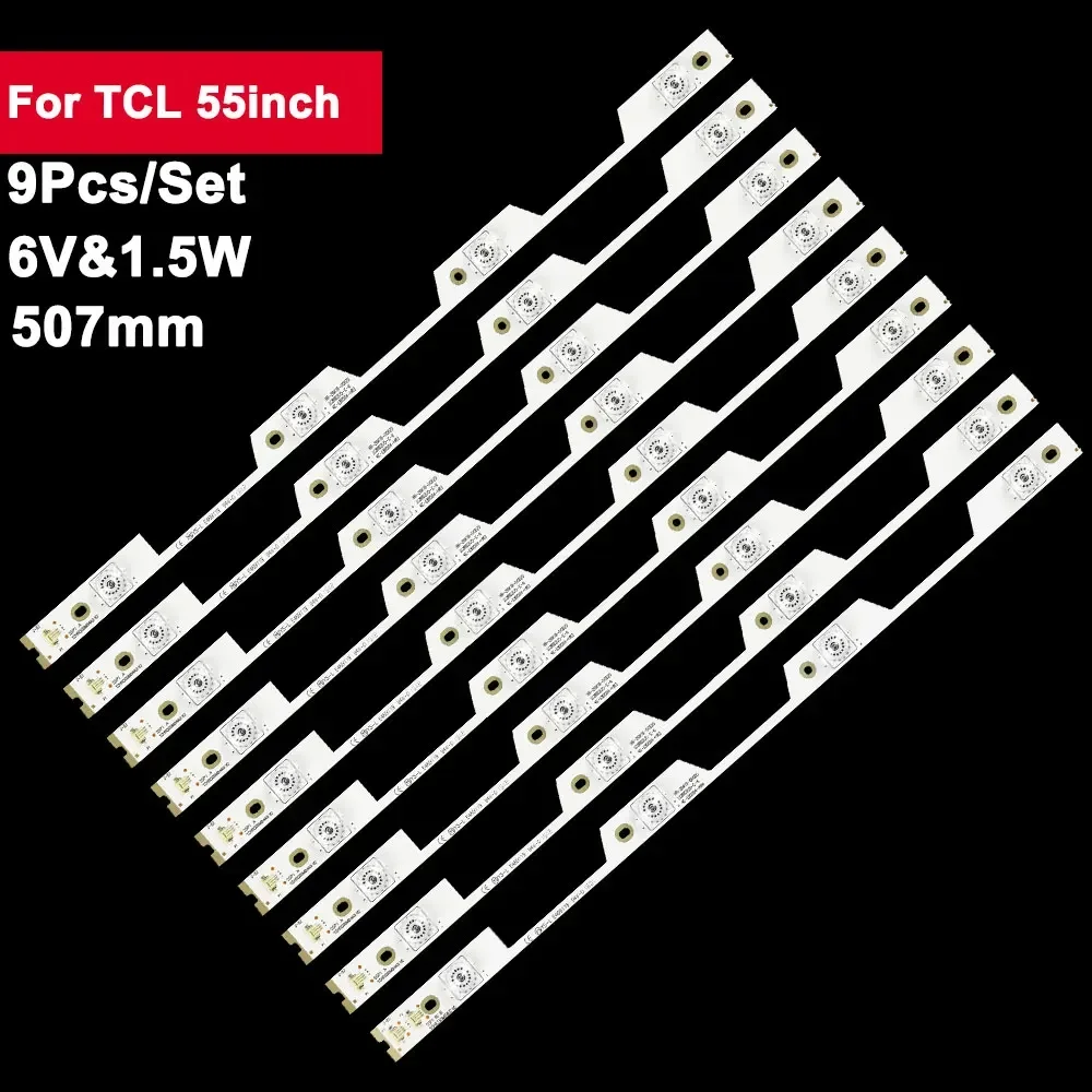 5 Set 507mm 9pcs Led Backlight Strips For TCL 55HR 4C-LB5504-HR3 HR4 55HR330M04A2 V0 L55P1-UD L55P1S-CF B55A739 55UP130
