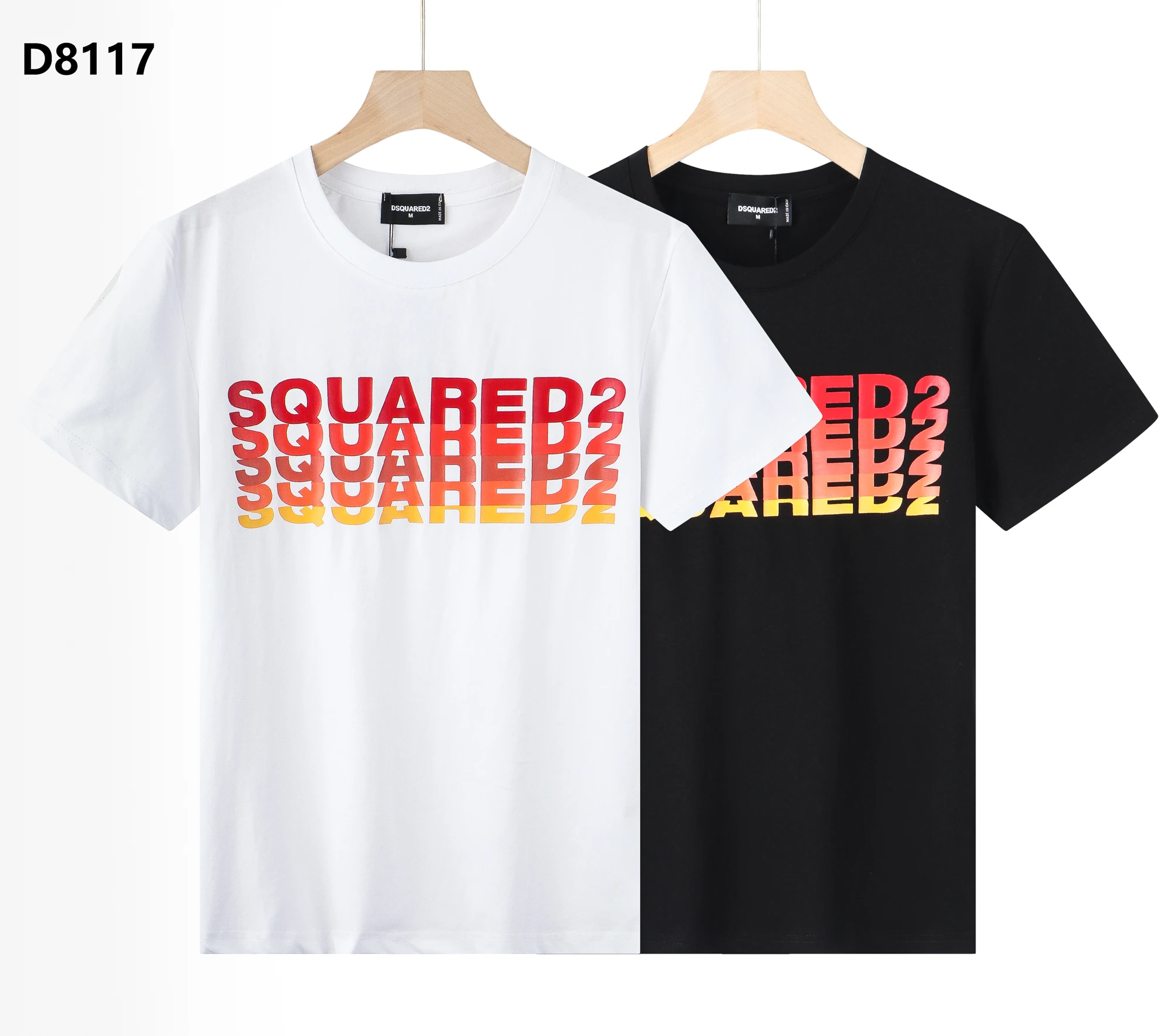 

Dsquared2 Gradient Text Men Women Couple Casual Dsq2 Short Sleeve D2 Round Neck Cotton T Shirt Boyfriend Gift T-Shirt D8117