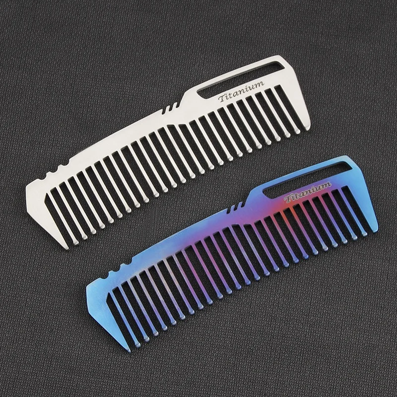

Pure Titanium Comb EDC Hair Barber Comb Travel Mini Ultra Pocket Anti Static Comb Men's Beard Styling Comb for All Hair Types