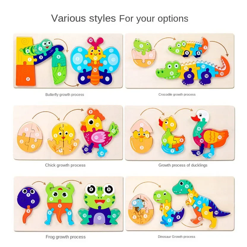 1 шт. детский деревянный пазл-Динозавры