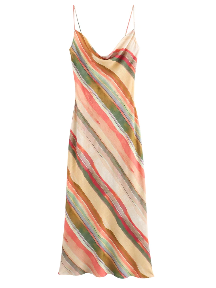 Платье-комбинация KAOPU ZA женское в полоску винтажное миди-платье-комбинация с