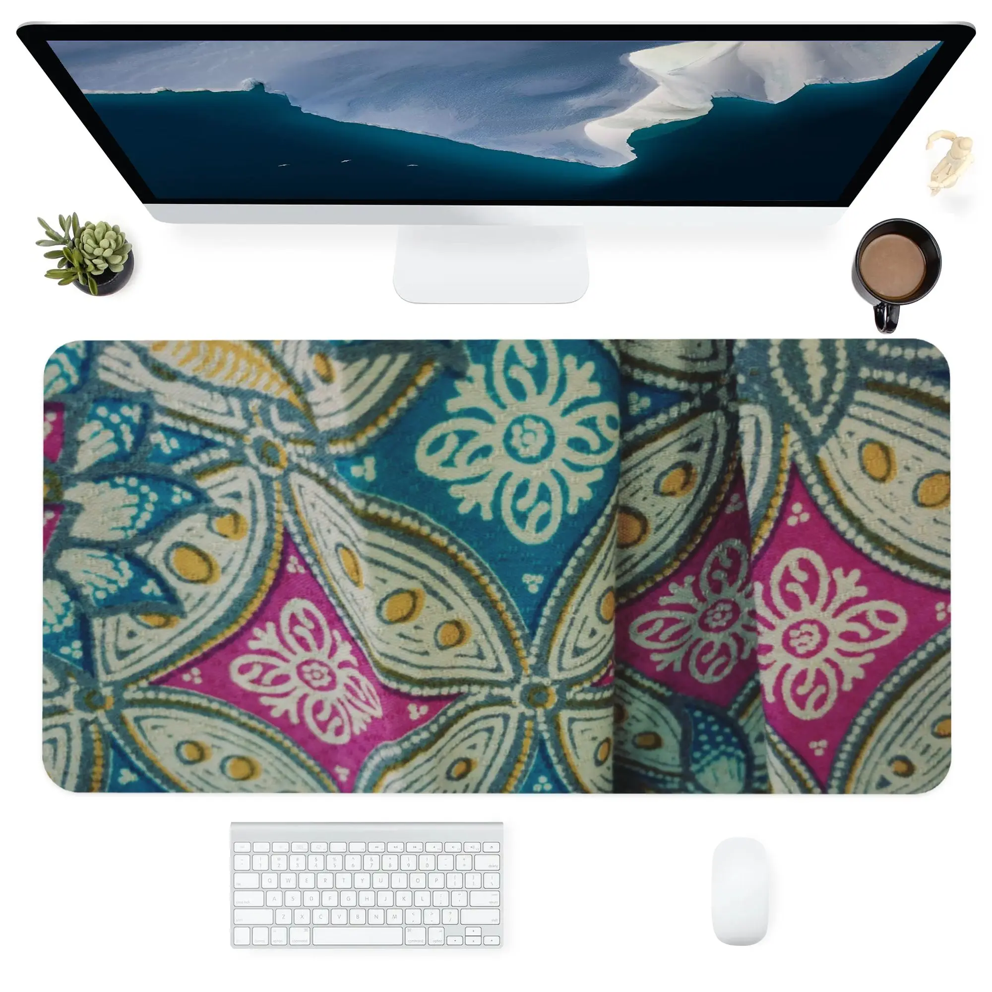 

Computer Office Supplies Keyboards Accessories Mouse Pad Square Large Anti-Slip Customized Desk Pads Mat Gift Green Art Pattern