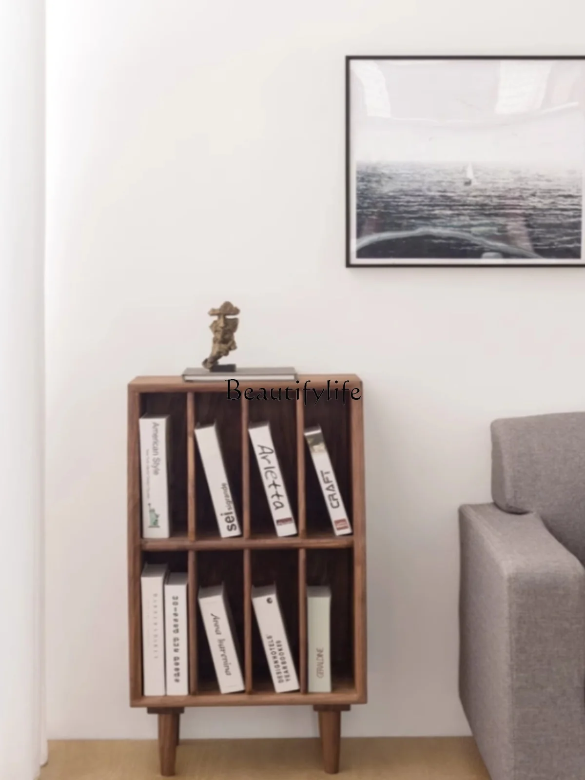 Простой небольшой книжный шкаф Северная Америка Черный орех Все массив дерева