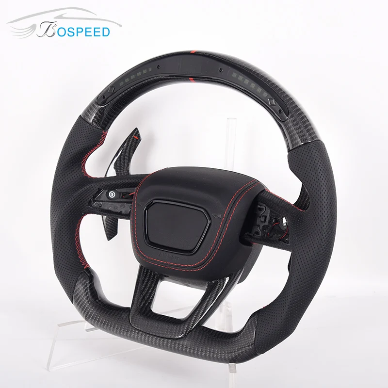 

Car Steering Wheel For Audi B9 B8 B9.5 RS6 C8 RS7 C7 A4 A6 Q5 Q7 LED Gloss Carbon Fiber Black Perforated Leather