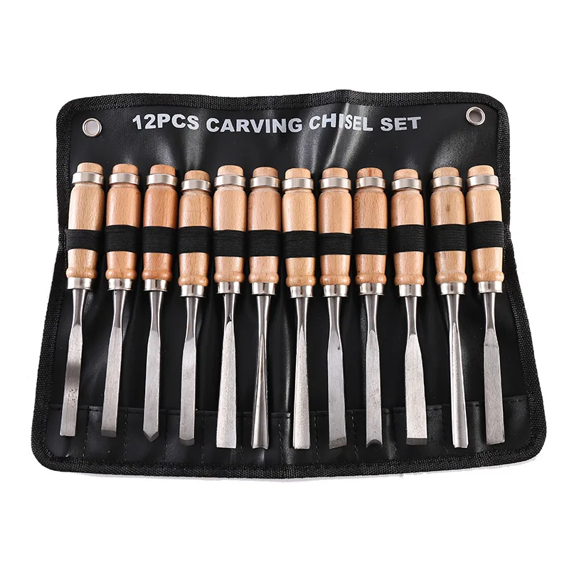 

12pcs Professional wood Carving Tools Chisel Woodworking Cutter Hand Tool Set Wood Basic Detailed Carving Knife DIY Woodcarving