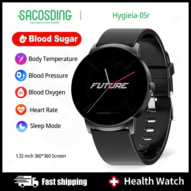 

2023 NEW Glucose Smart Watch Men Blood Pressure Blood Oxygen Body Temperature Heart Rate Alarm IP68 Waterproof Smartwatch Women
