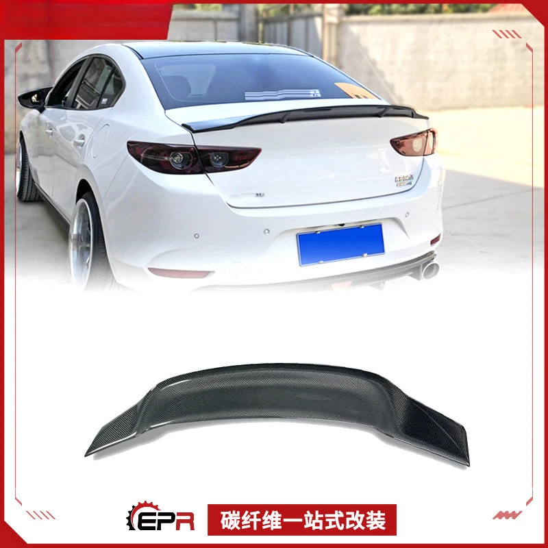 Фото Для Mazda 3, New Axela — спойлер Ducktail из углеродного волокна и фиксированное крыло под малым давлением №1