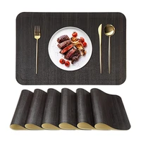 inyahome black table placemats set of 4 heat resistant wipeable table mats for kitchen outdoor table decoration waterproof
