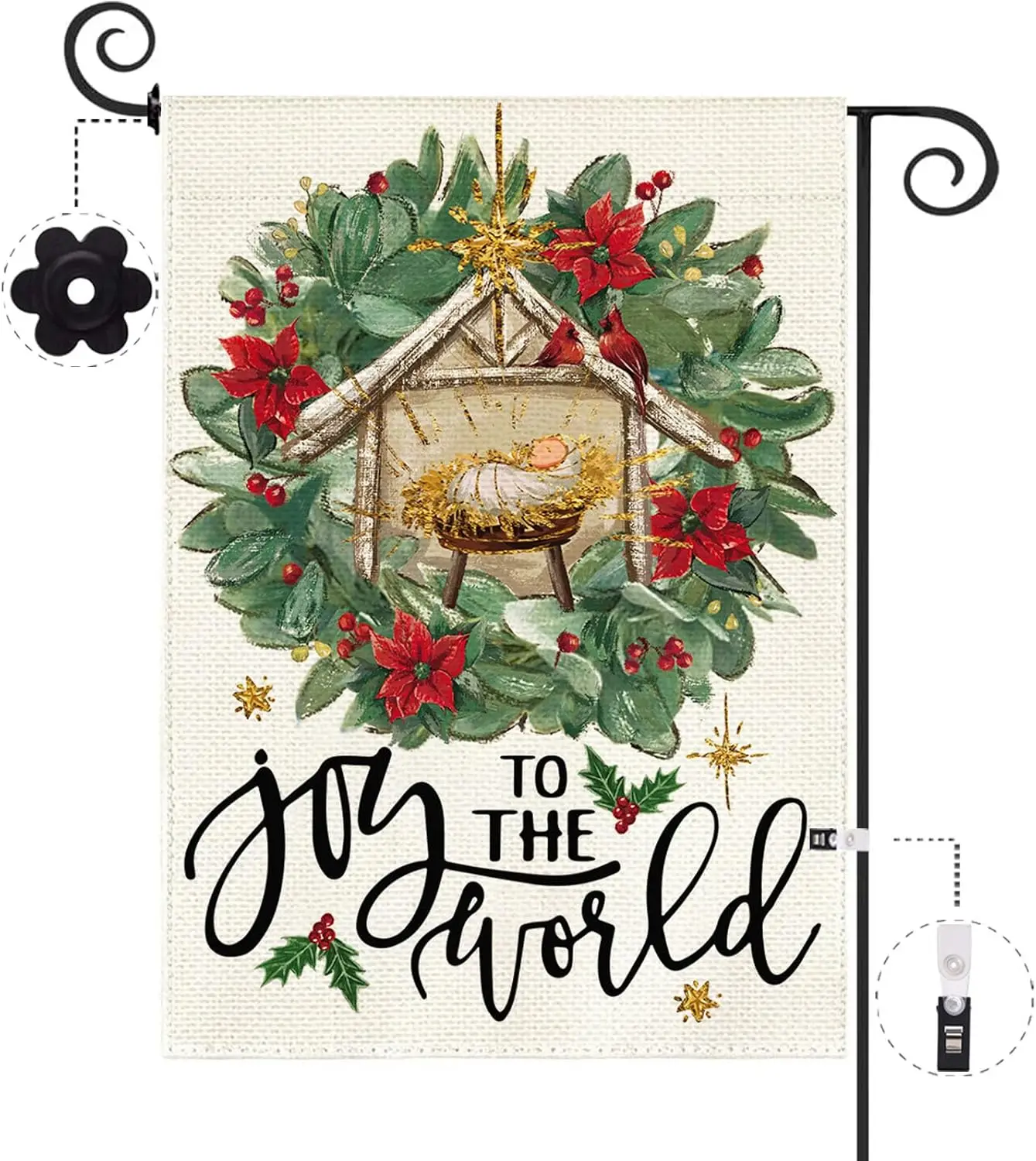 Baccessor Рождественский садовый флаг Иисуса 12 5 x 18 дюймов Двусторонняя мешковина
