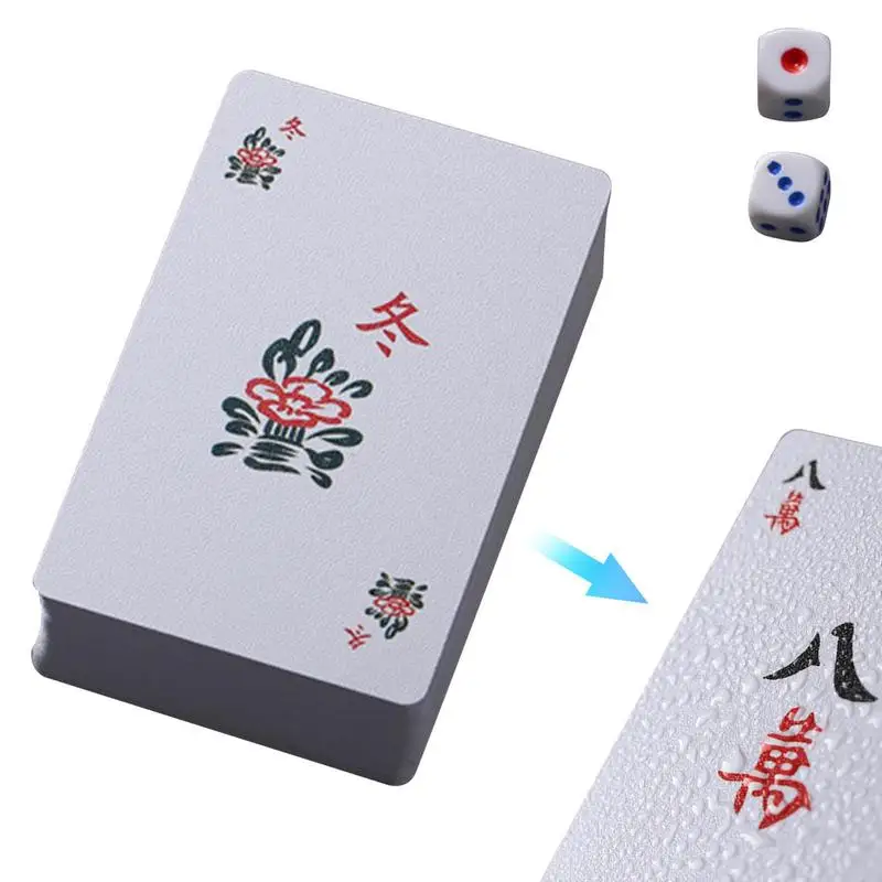 

Waterproof Blue And White Porcelain Style PVC Poker Playing Cards 144Pcs Mahjong Cards Game Solitaire Board Games For Seniors