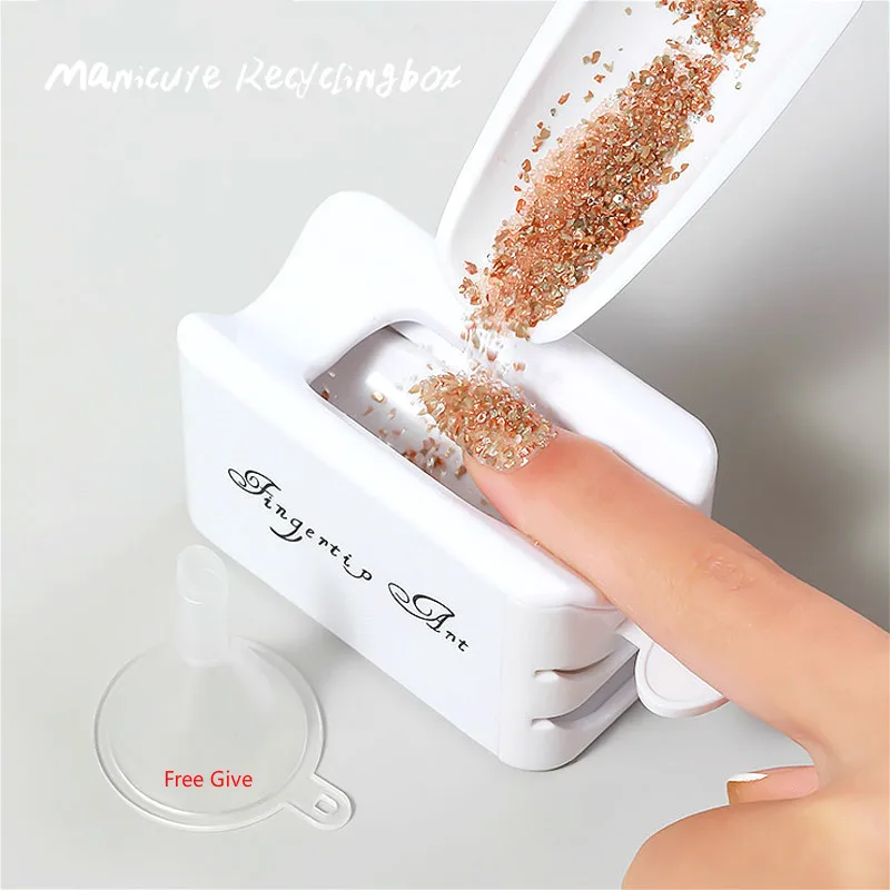 

Double Layer Glitter Powder Drill Nail Art Manicure Tools Profesional Jewelry Recycling Box Storage Portable Container White DIY