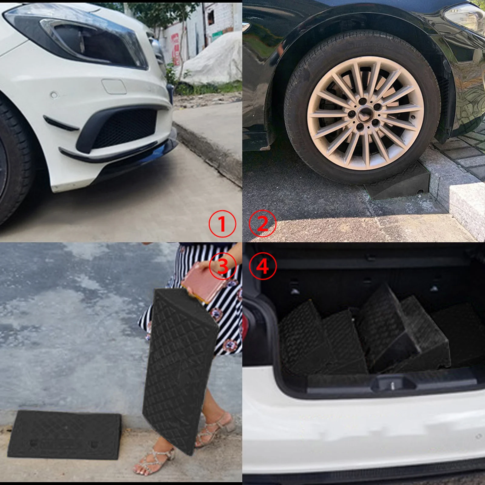 Plastics Curb Ramps Portable Lightweight Heavy Duty Threshold Ramp Set For Car Bike Motorcycle Wheelchair |