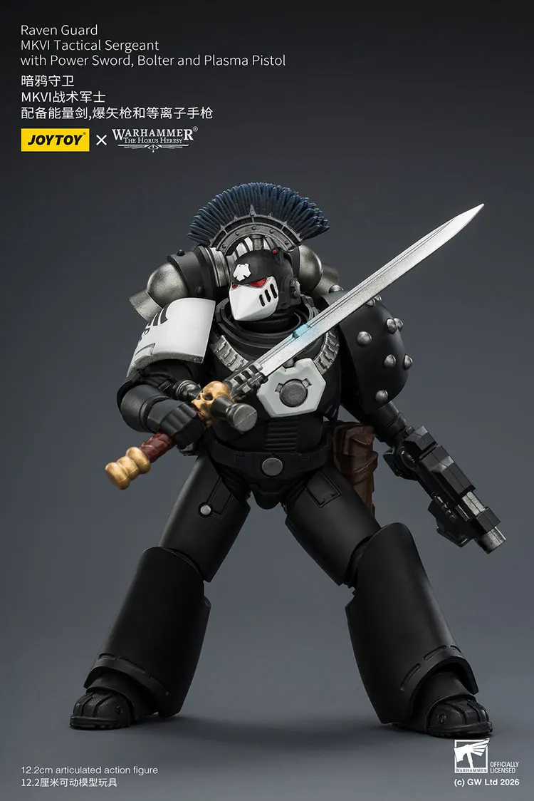 Фото Аксессуары: Фигурка JOYTOY Warhammer 1/18, тактический сержант Raven Guard MkVI с мечом, болтером и плазменным пистолетом. №4