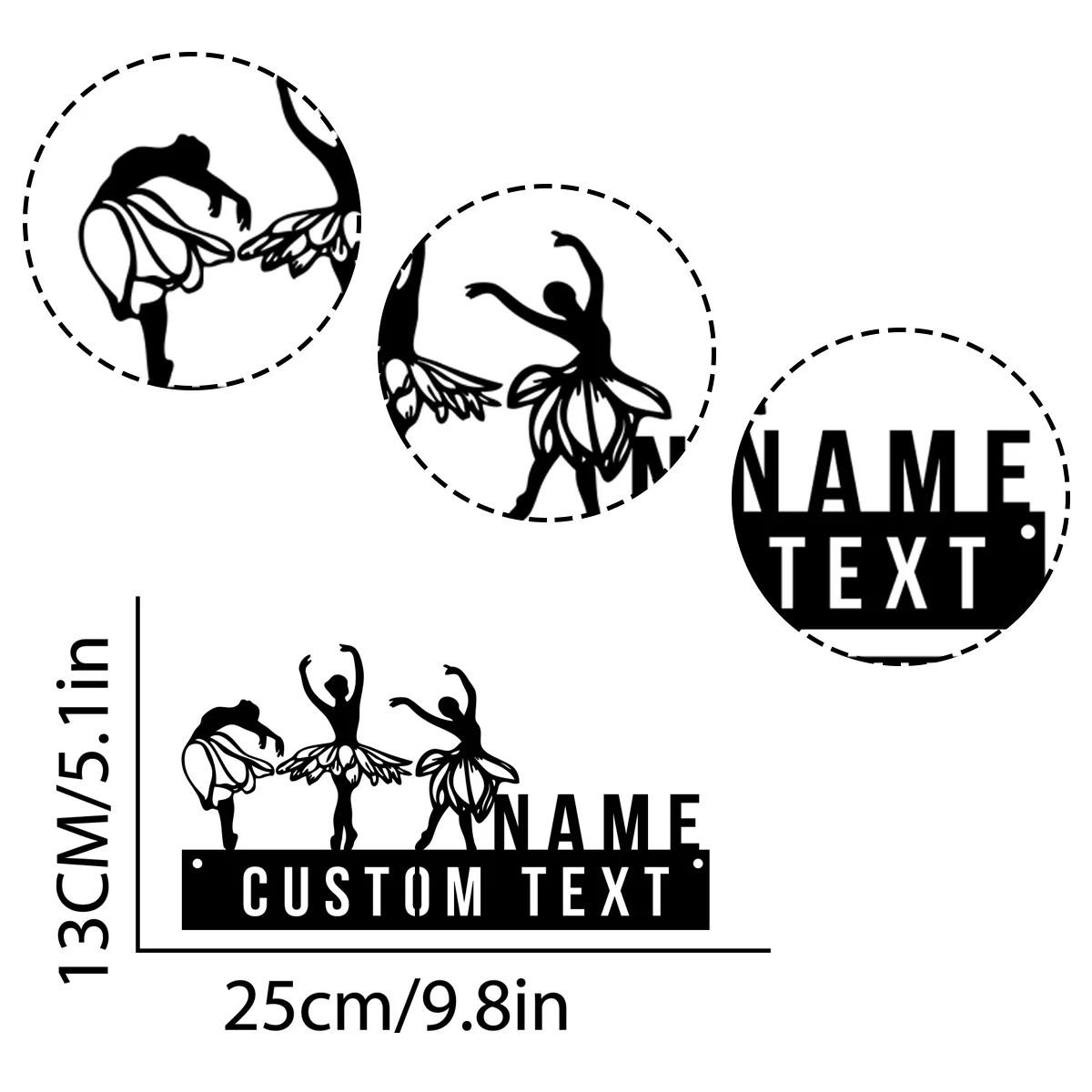 Персонализированная металлическая табличка с именем балерины