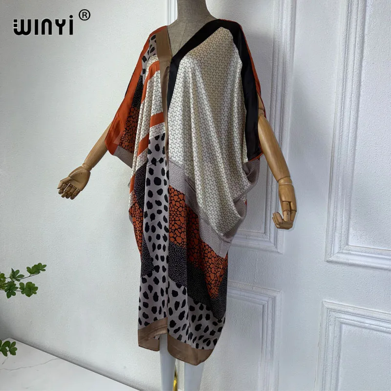 WINYI летнее Африканское платье с V-образным вырезом пляжная одежда принтом для