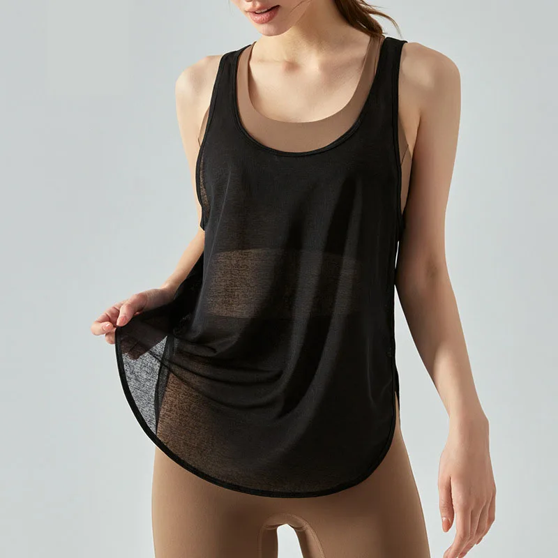 

Loose Sports T-Shirts Women Quick-Dry Sleeveless Yoga Tops Gym Clothing Female Fitness Breathable Tank Tops Sportswears