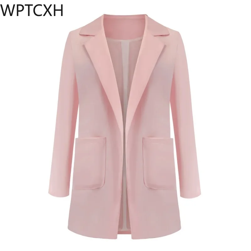 

2024Spring New Women Chic Outerwear Fashion Office Lady Suit Plus Size Coat Long Sleeve Solid Pocket Cardigan Small Suit Jacket