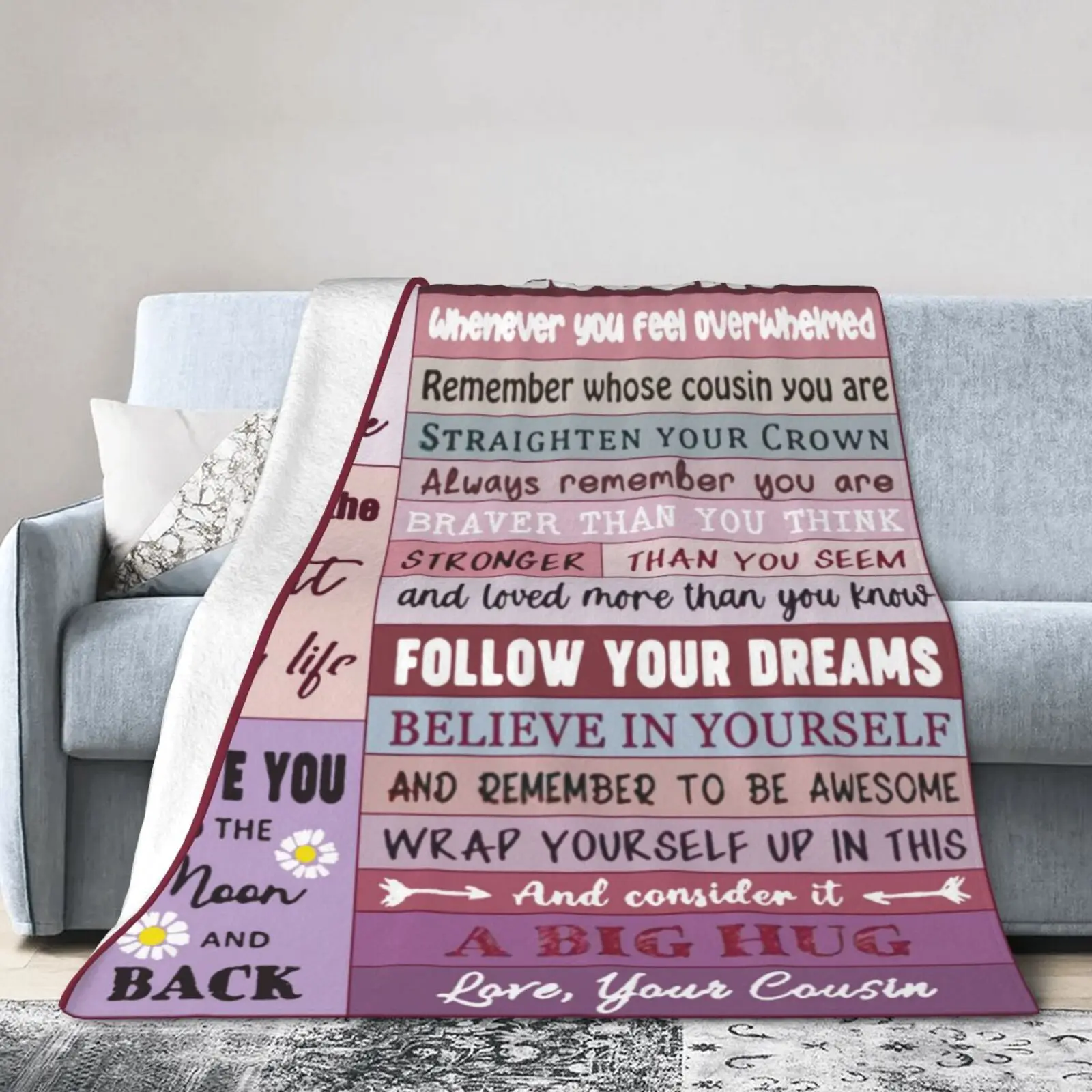

To my Cousin Throw Blanket, Birthday Gifts from brother sister Fleece blanket