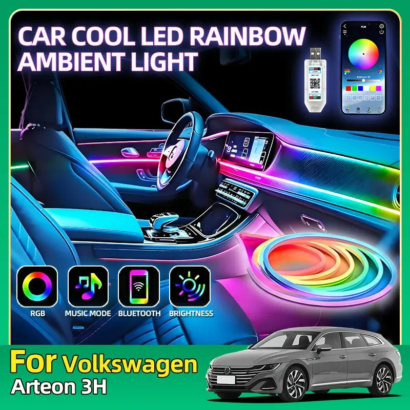 Фото Bluetooth атмосфера окружающей лампы полосы ритм светодиодная панель для Volkswagen Arteon 3H Magotan B6 B7 B8 Jetta A1 A2 A3 A4 A5 T-Roc A1 №1