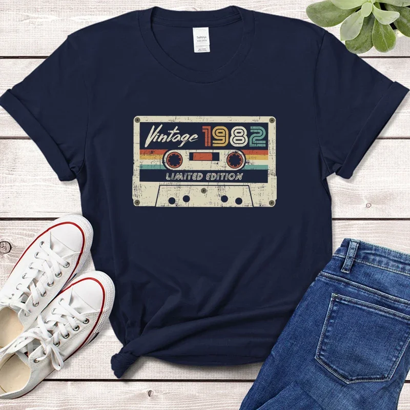 

Limited Edition Retro Vintage 1982 Magnetic Tape Women T Shirt 41st 40 Years Old Birthday Tshirt Ladies Party Clothing
