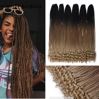 24 long box braids crochet hair extensions synthetic zizi braiding hair 22 roots ombre blue purple crochet hair with curl ends