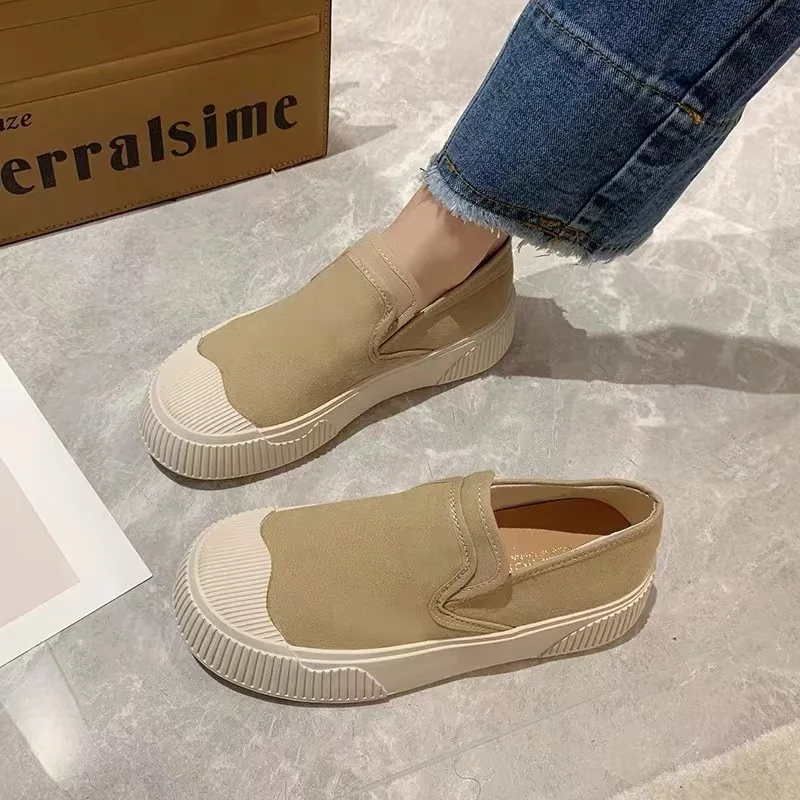 Women's Casual Shoes Thick Sole Wear-resistant Vulcanized Shoes Fashion Slip on Women's Shoes Spring Summer Canvas Women's Shoes