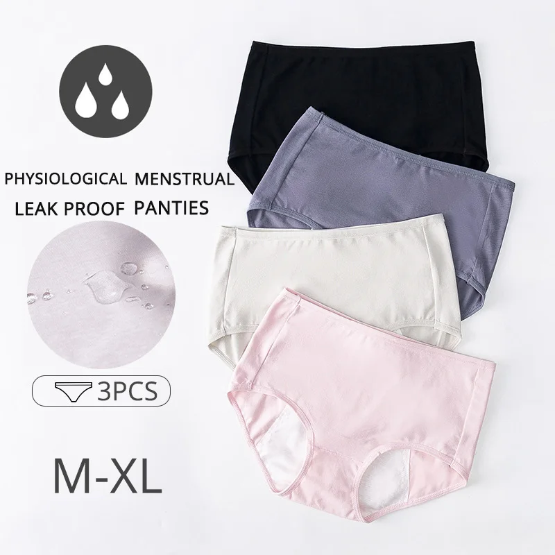 

Leak Proof Panties Women Physiological Period Cotton Underwear Mid Waist Girls Menstrual Anti Side Leakage Briefs Female Pants