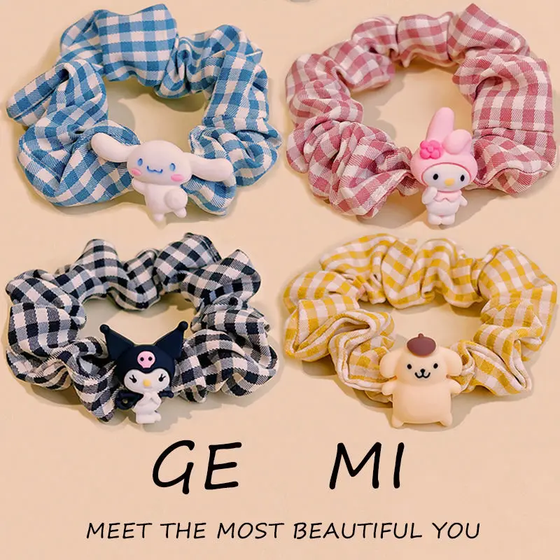 

Sanrioed Melody Hairring Ponytail Holder Headband Rubber Band Kawaii Kuromi Onpompurin Soft Hair Accessories Women Girls Gifts