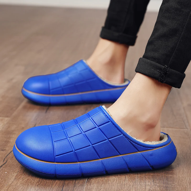 Мужские домашние плюшевые тапочки 2021 комфортные мягкие теплые женская обувь на