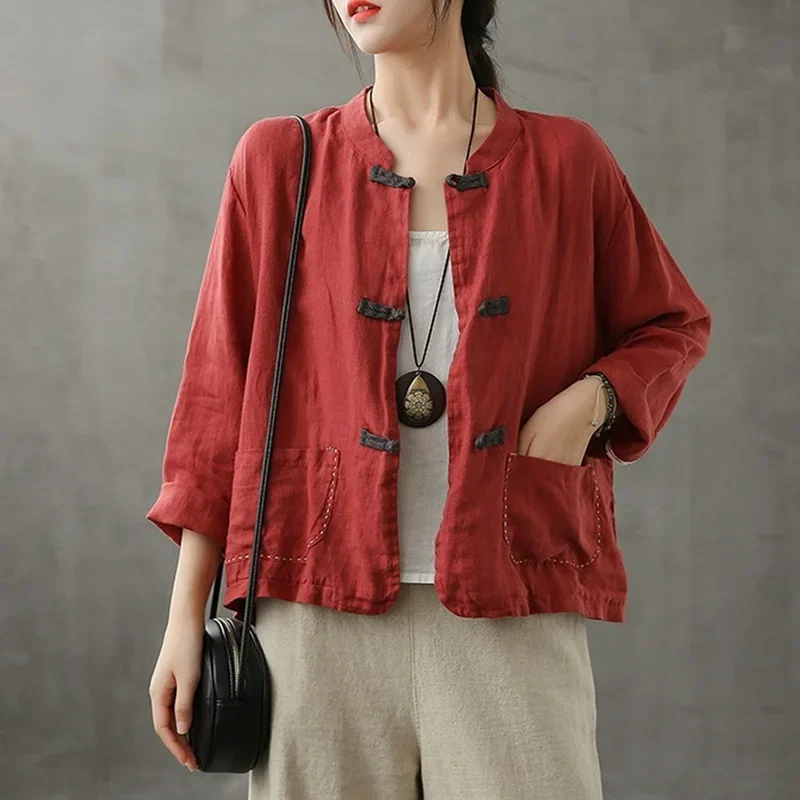 Традиционная одежда в китайском стиле женская рубашка костюм Тан 2020 хлопковый