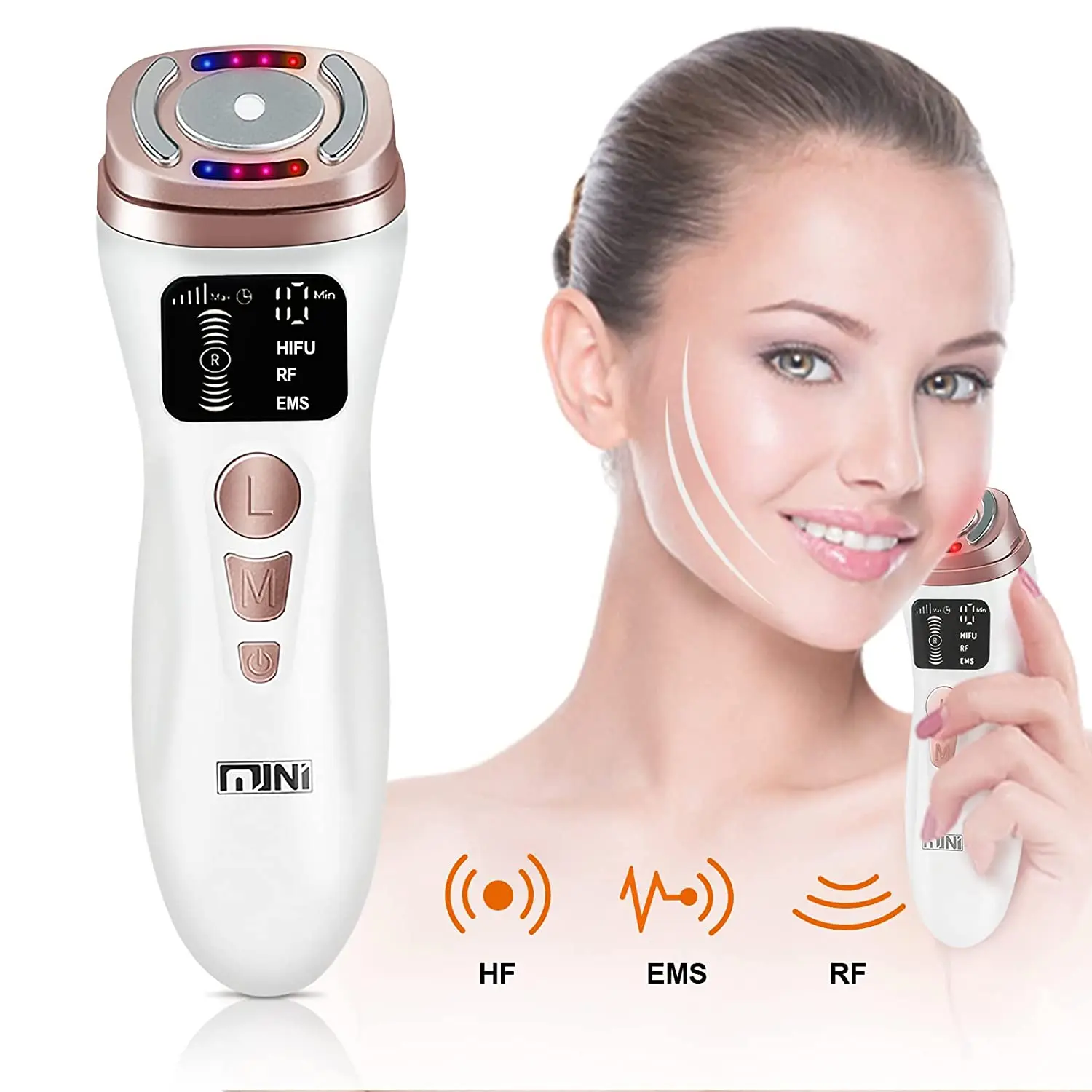 Mini HIFU Machine Ultrasound RF EMS Facial Beauty Device  Anti-age Face Massager Neck Lifting Tightening Rejuvenation Skin Care