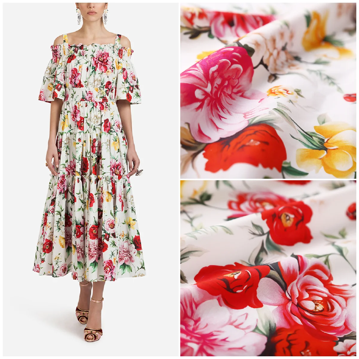 

Европейские и американские пионы из чистого хлопка, поплин с цифровой печатью, высококачественный дизайн, материал одежды, модная ткань для...