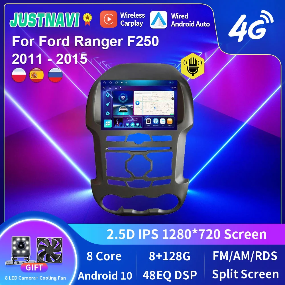 

JUSTNAVI Car Radio For Ford Ranger F250 2011 - 2015 GPS Multimedia Player　Serero CarPlay Android 10 No Undefined Original Style