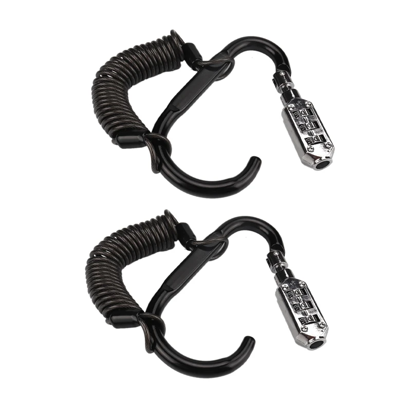 

2X Helmet Locking Carabiner Anti-Theft With Resettable Code PIN Spring Combination Lock Black