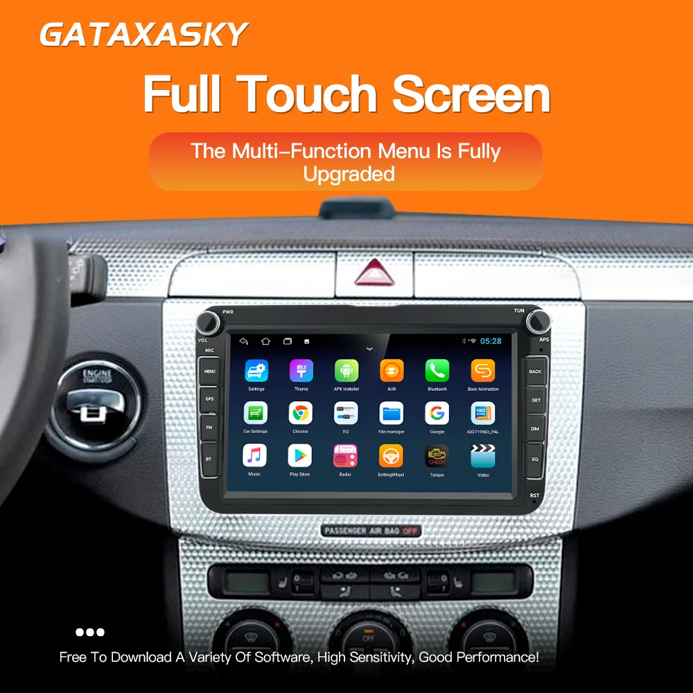 Автомагнитола GATAXASKY мультимедийный плеер 8 дюймов на Android с GPS для Volkswagen Passat B7 B6 Golf