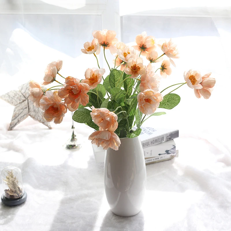 

Artificial silk poppies flowers 2 Heads Fake Leaf Silk Poppy flower for Wedding Party Home Festival Decoration