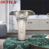outela modern mushroom table lamp creative design led grey glass desk light decorative for home study bedroom
