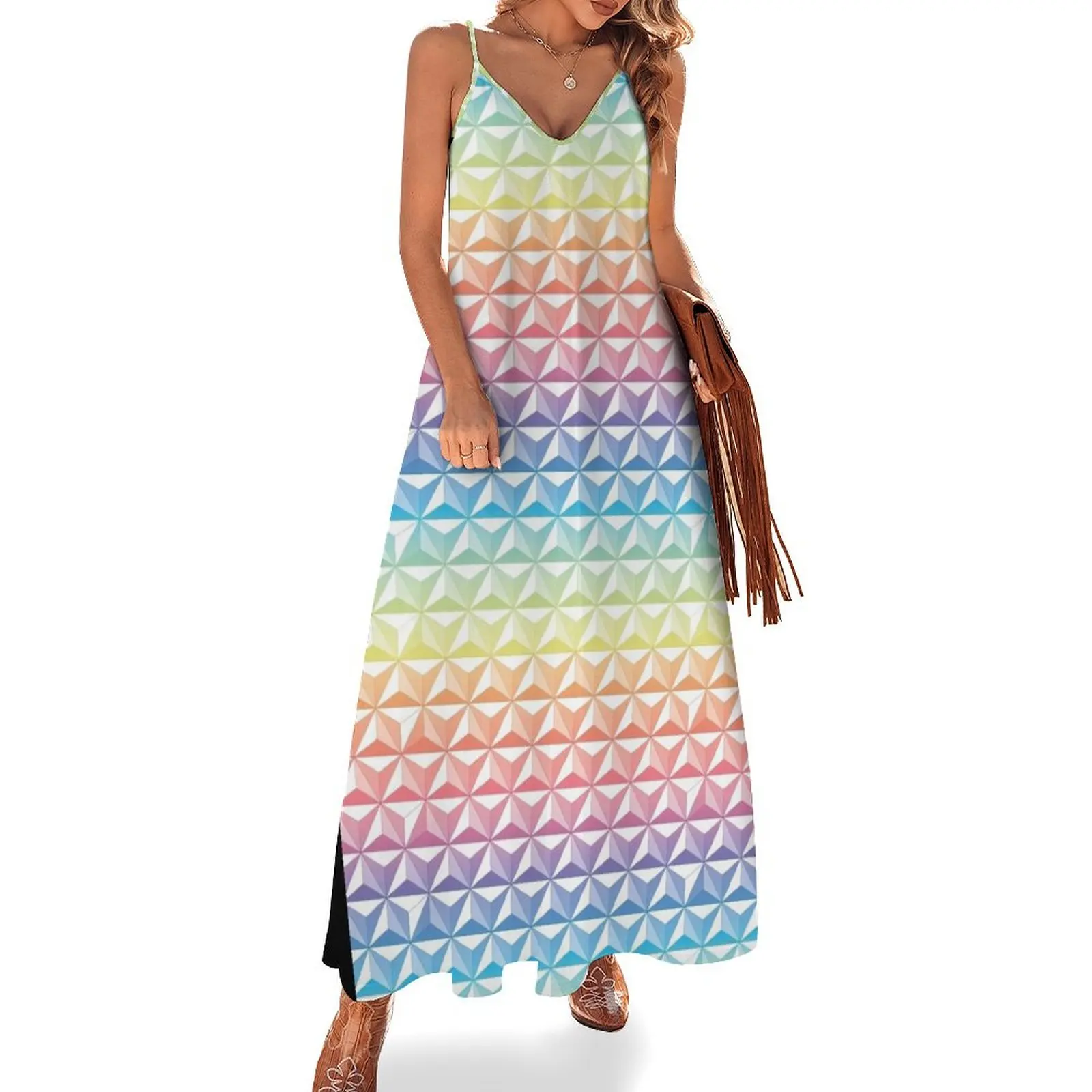 Geodesic Sphere Радужное длинное платье без рукавов свадебные платья для вечеринок